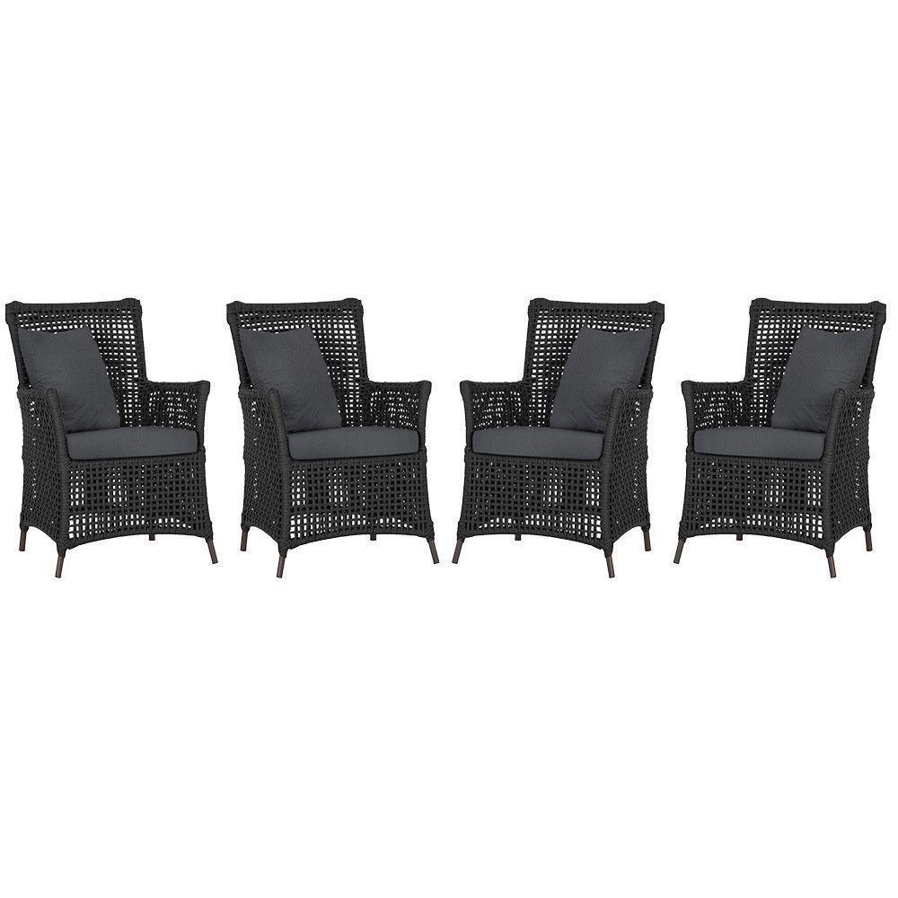 4 Poltronas Igapó Alumínio Pintura Marrom Corda Náutica E11 Preto - 1