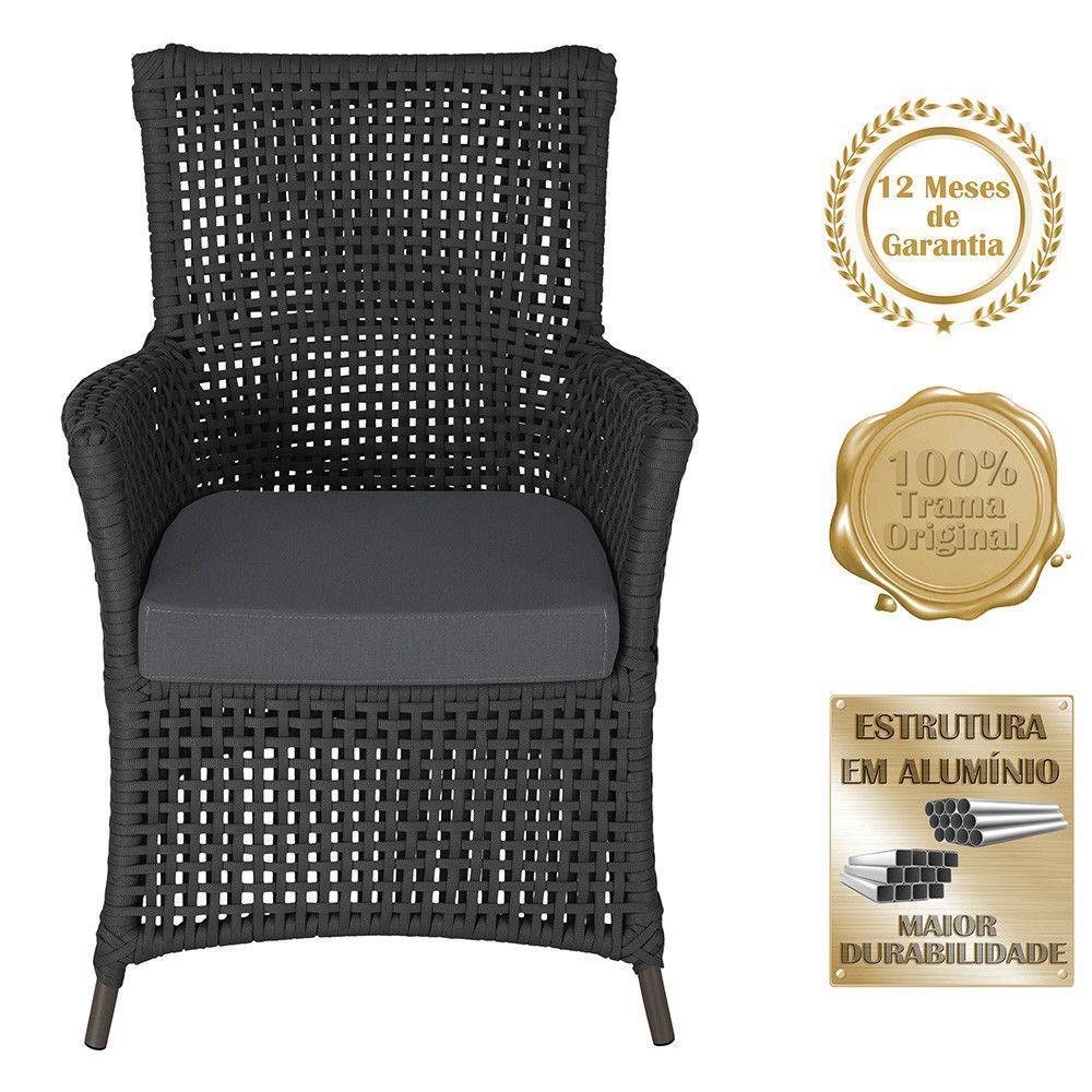 4 Poltronas Igapó Alumínio Pintura Marrom Corda Náutica E11 Preto - 5