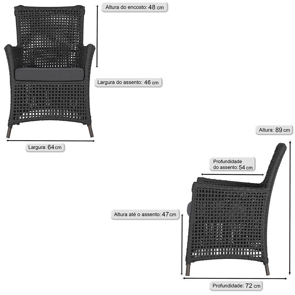 4 Poltronas Igapó Alumínio Pintura Marrom Corda Náutica E11 Preto - 6