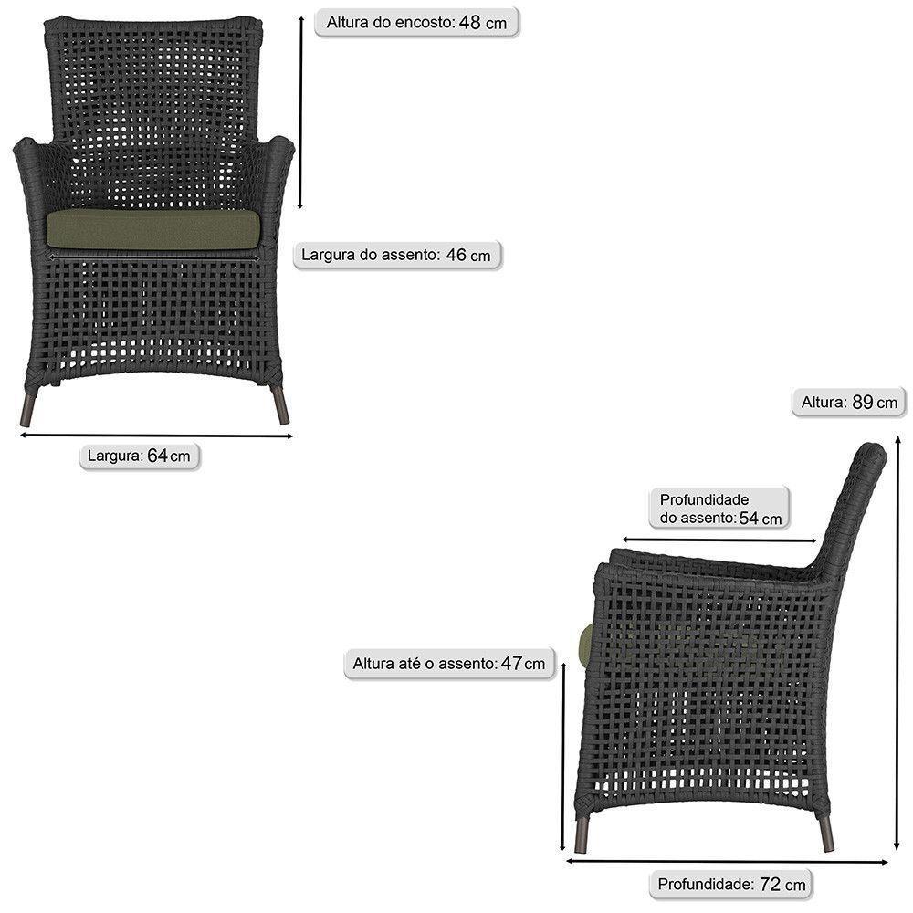 4 Poltronas Igapó Alumínio Pintura Marrom Corda Náutica E13 Preto - 7