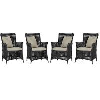 4 Poltronas Igapó Alumínio Pintura Marrom Corda Náutica E7 Preto - 1