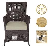 4 Poltronas E 1 Mesa Igapó Alumínio Preta Corda Náutica E7 Marrom - 5