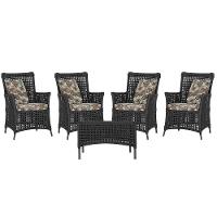 4 Poltronas E 1 Mesa Igapó Alumínio Preta Corda Náutica E6 Preto - 1