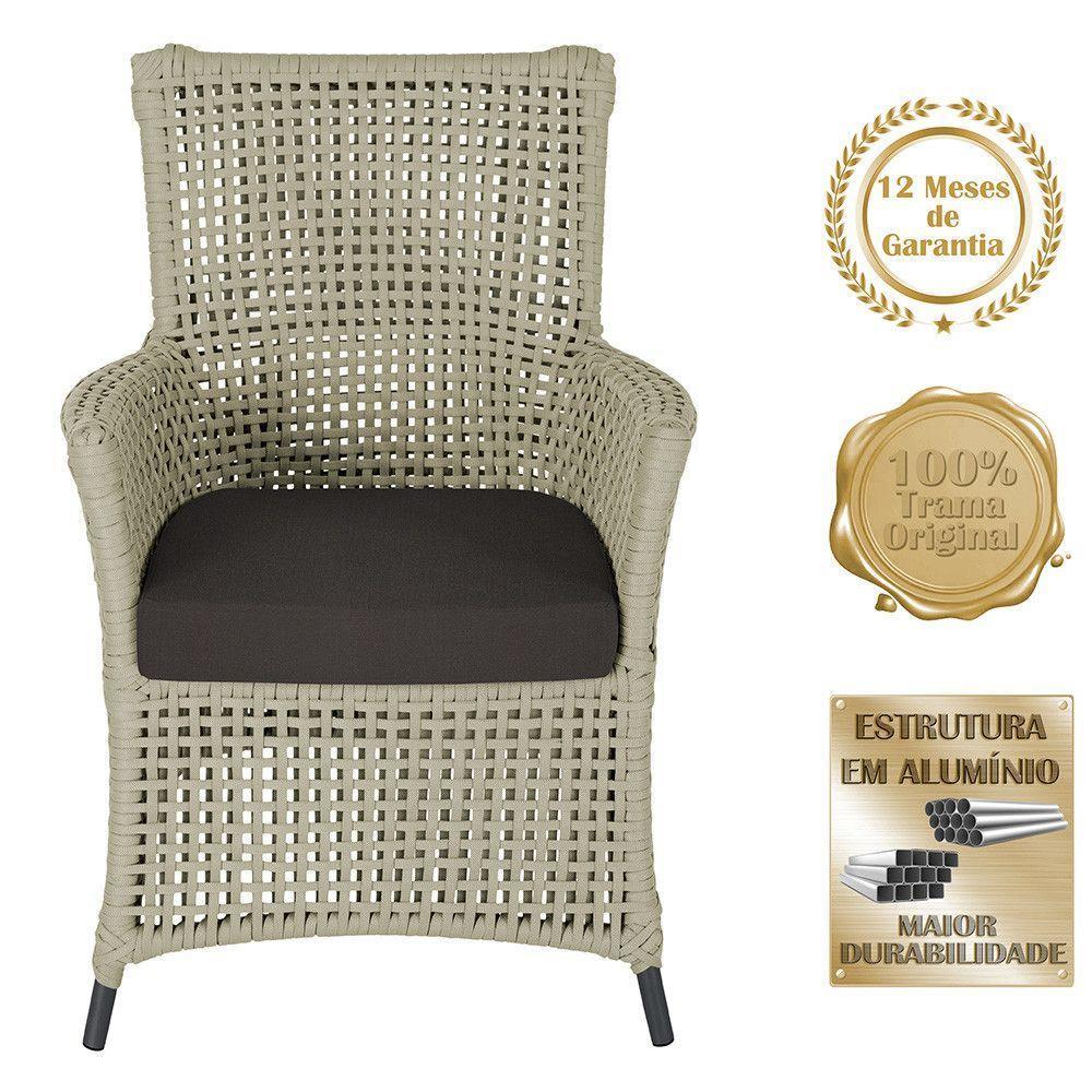 4 Poltronas E 1 Mesa Igapó Alumínio Preta Corda Náutica E9 Rami - 4