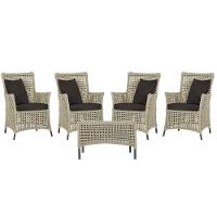 4 Poltronas E 1 Mesa Igapó Alumínio Preta Corda Náutica E9 Rami - 1