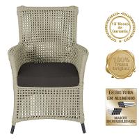 4 Poltronas E 1 Mesa Igapó Alumínio Preta Corda Náutica E9 Rami