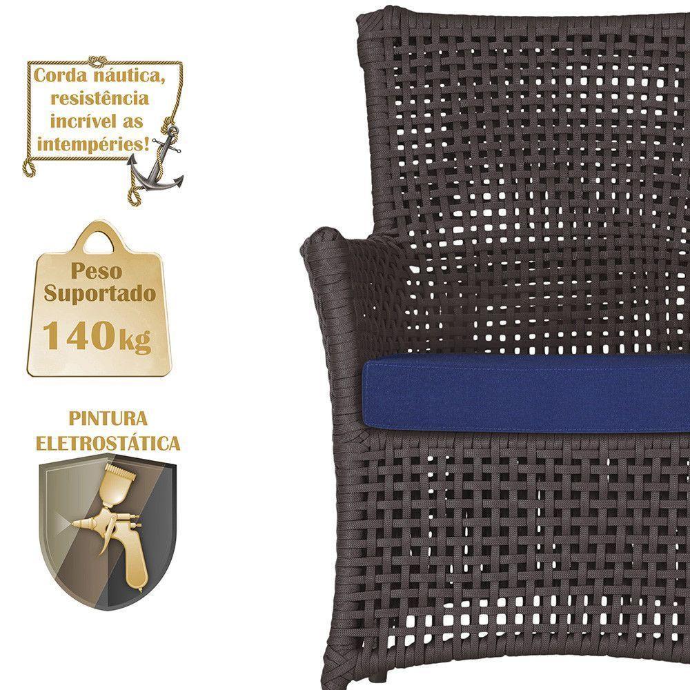 4 Poltronas Igapó Alumínio Pintura Marrom Corda Náutica E10 Marrom - 3