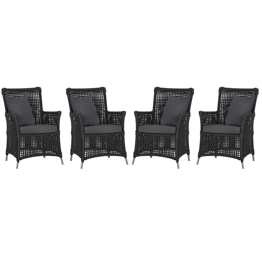 4 Poltronas Igapó Alumínio Pintura Fendi Corda Náutica E11 Preto - 1