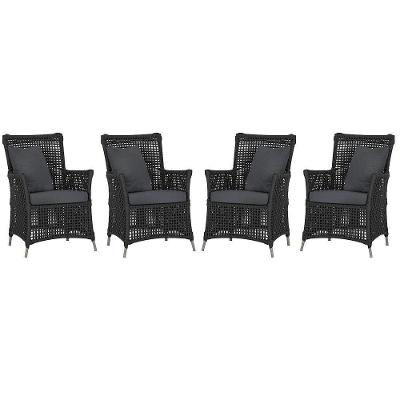 Kit 4 Poltronas Igapó Alumínio Corda Náutica Fendi Preto Trama Móveis