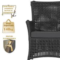 4 Poltronas Igapó Alumínio Pintura Fendi Corda Náutica E11 Preto - 3