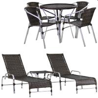 Kit 4 Cadeiras E Mesa Tampo 2 Espreguiçadeiras E Mesa Pedra Ferro - 2