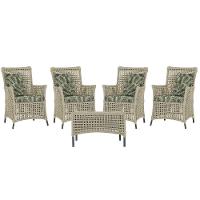 4 Poltronas E 1 Mesa Igapó Alumínio Preta Corda Náutica E5 Rami - 1