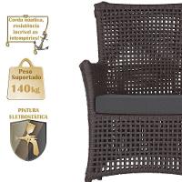 4 Poltronas E 1 Mesa Igapó Alumínio Preta Corda Náutica E11 Marrom