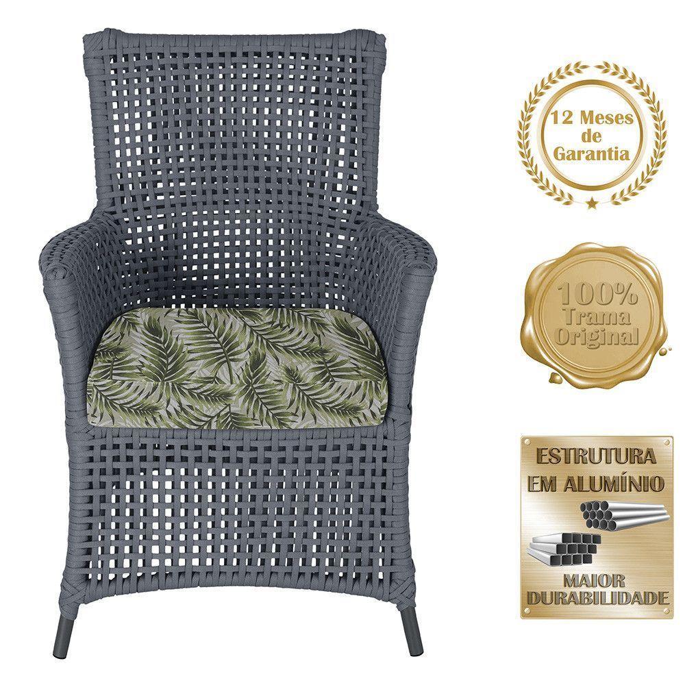 4 Poltronas E 1 Mesa Igapó Alumínio Preta Corda Náutica E5 Prata - 5