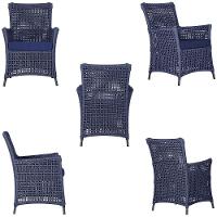 4 Poltronas E 1 Mesa Igapó Alumínio Preta Corda Náutica E10 Azul - 3