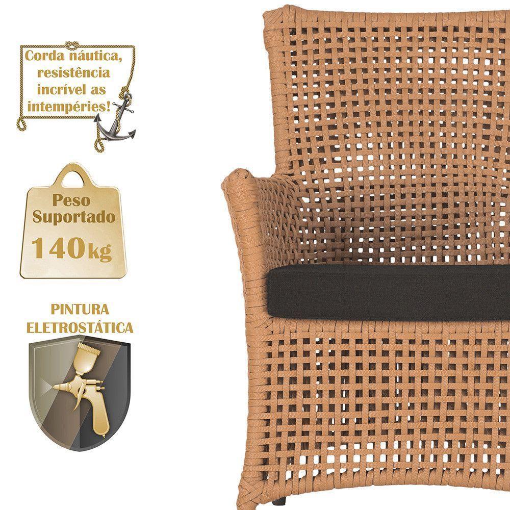 4 Poltronas E 1 Mesa Igapó Alumínio Marrom Corda Náutica E9 Terra Cota - 6