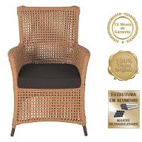 4 Poltronas E 1 Mesa Igapó Alumínio Marrom Corda Náutica E9 Terra Cota - 3