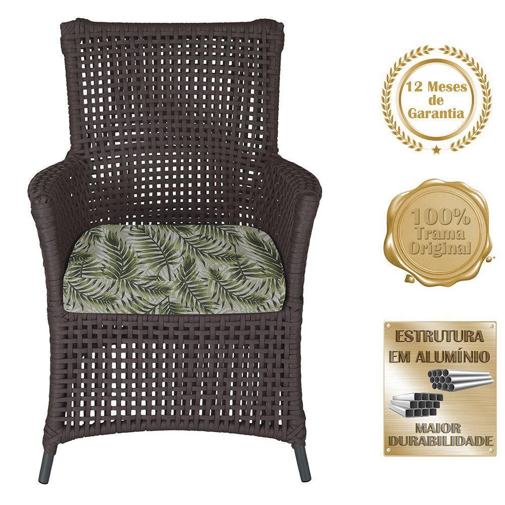 4 Poltronas E 1 Mesa Igapó Alumínio Preta Corda Náutica E5 Marrom - 5