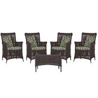 4 Poltronas E 1 Mesa Igapó Alumínio Preta Corda Náutica E5 Marrom - 1