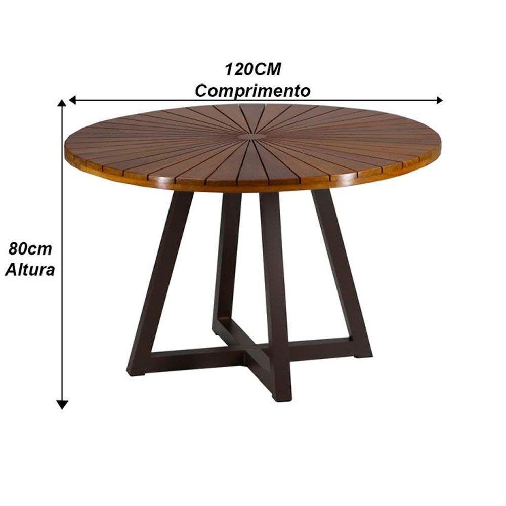 Mesa Bali 1,20m Tampo Madeira E Alumínio Varanda Jardim Fendi - 3