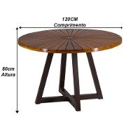 Mesa Bali 1,20m Tampo Madeira E Alumínio Varanda Jardim Fendi - 3