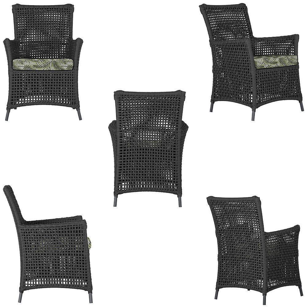 4 Poltronas E 1 Mesa Igapó Alumínio Preta Corda Náutica E5 Preto - 3