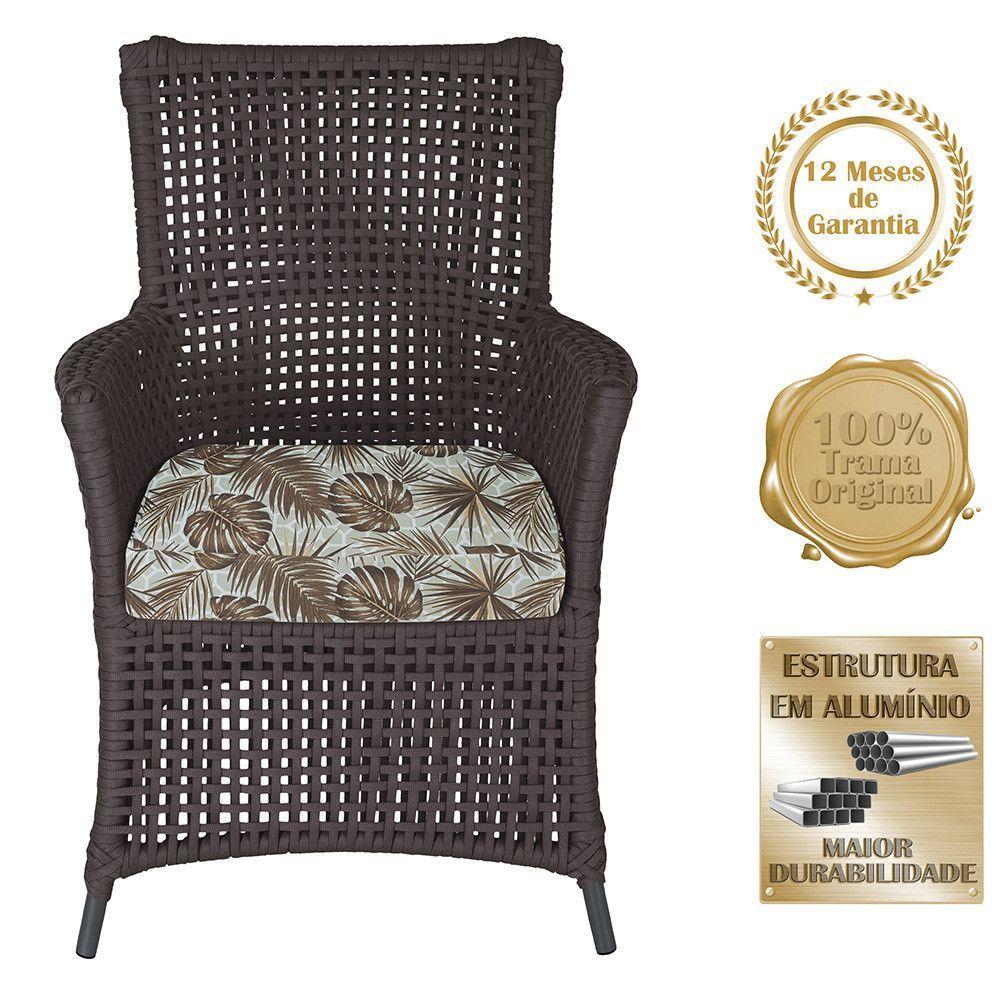 4 Poltronas E 1 Mesa Igapó Alumínio Preta Corda Náutica E6 Marrom - 5