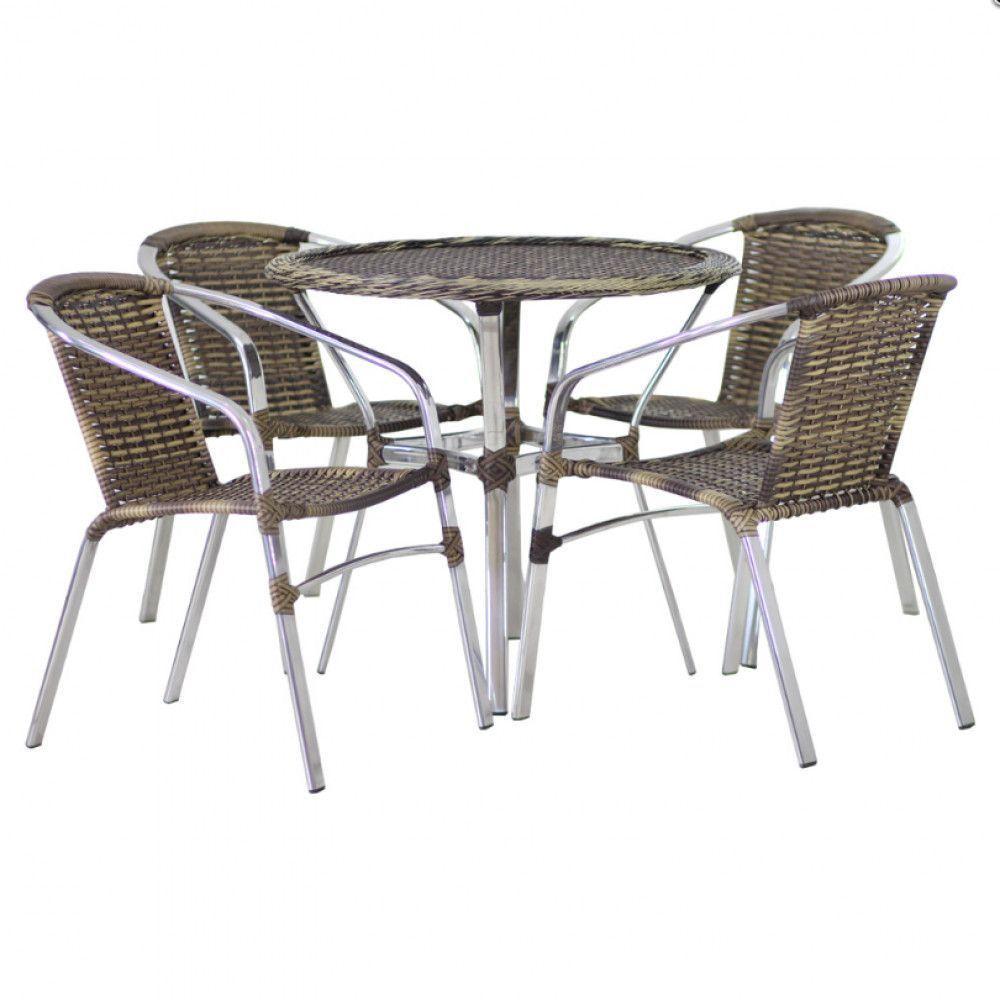 Kit 4 Cadeiras E Mesa Tampo 2 Espreguiçadeiras E Mesa Cappuccino - 3