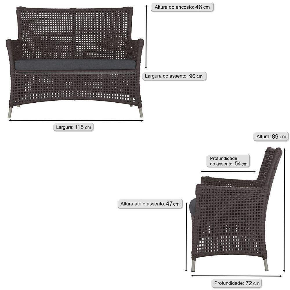 1 Sofá área Externa Igapó Alumínio Fendi Corda Náutica E11 Marrom - 10