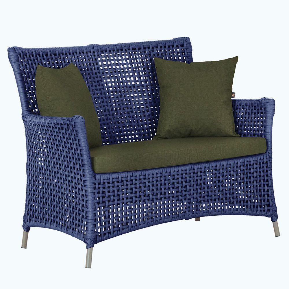 1 Sofá área Externa Igapó Alumínio Fendi Corda Náutica E13 Azul - 1