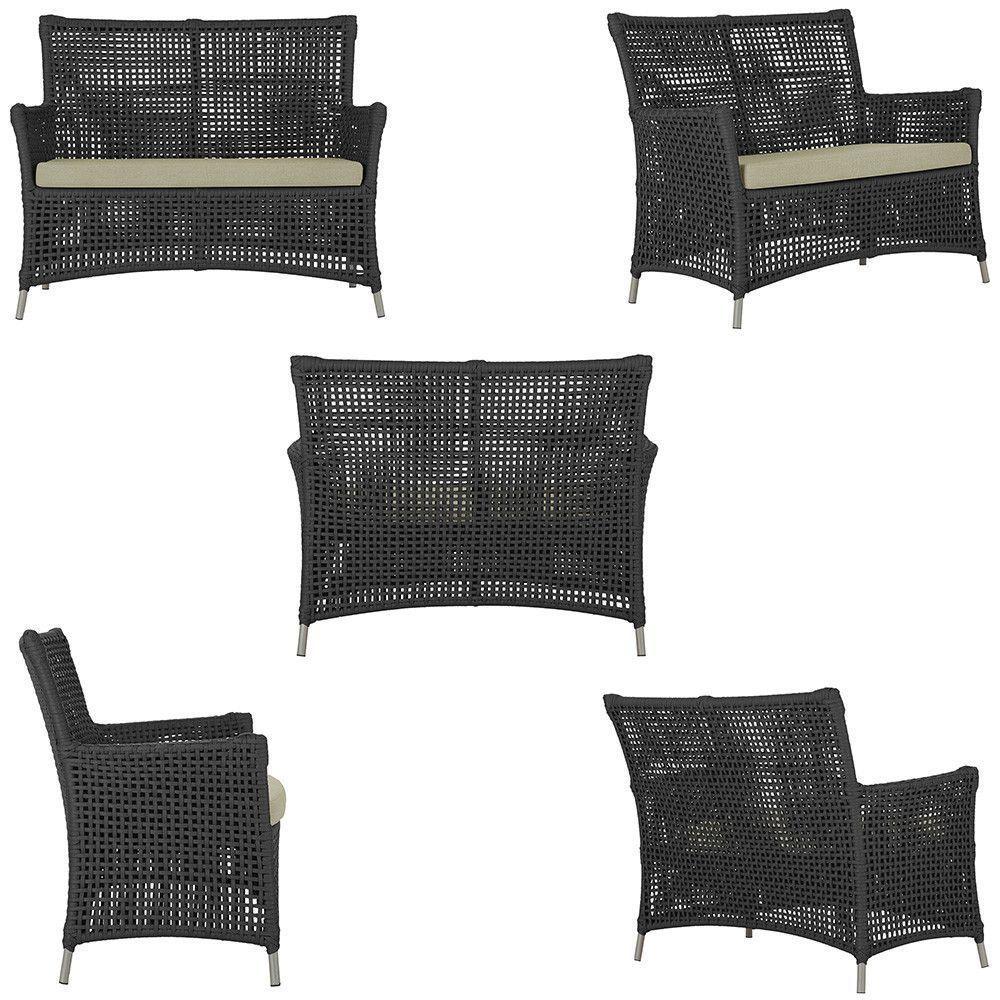 1 Sofá área Externa Igapó Alumínio Fendi Corda Náutica E7 Preto - 5