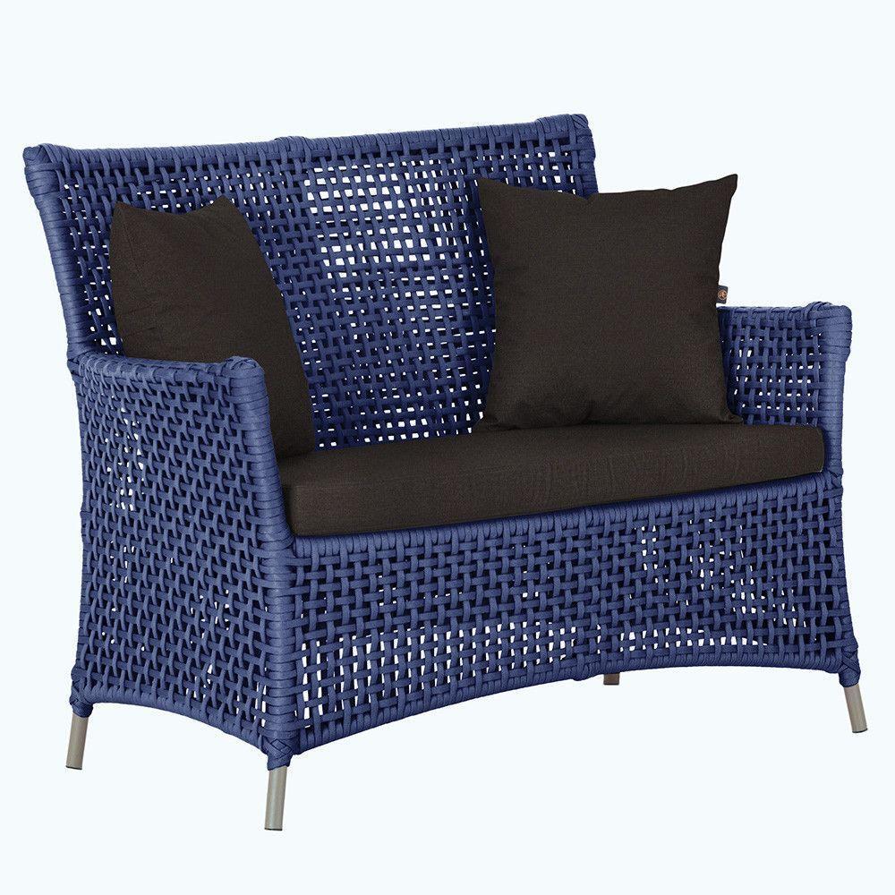 1 Sofá área Externa Igapó Alumínio Fendi Corda Náutica E9 Azul - 1