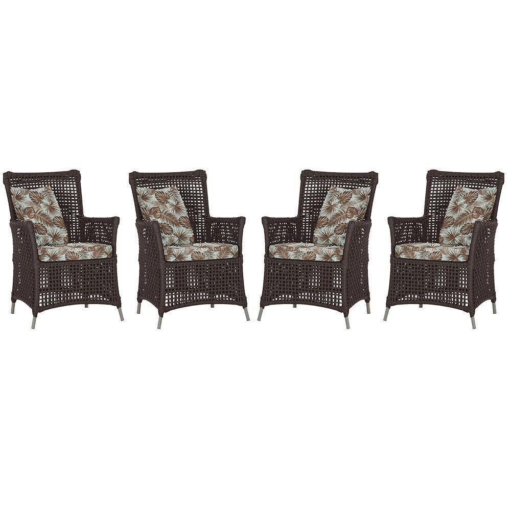 4 Poltronas Igapó Alumínio Pintura Fendi Corda Náutica E6 Marrom - 1