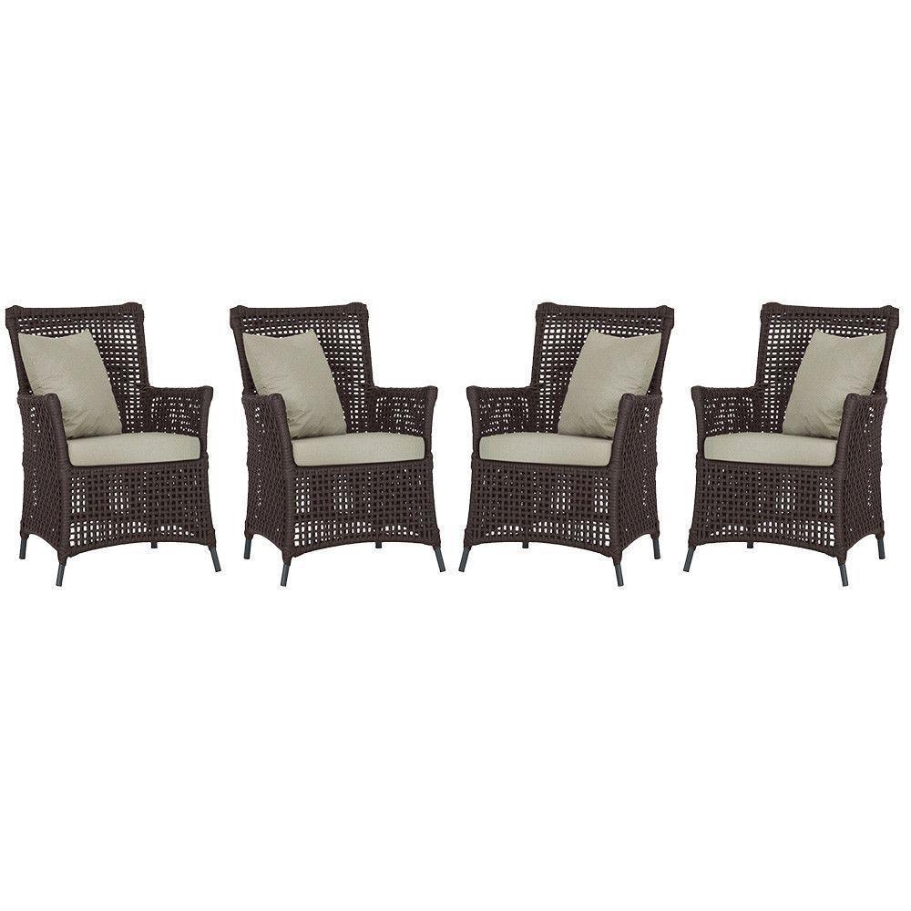 4 Poltronas Igapó Alumínio Pintura Preta Corda Náutica E7 Marrom - 1