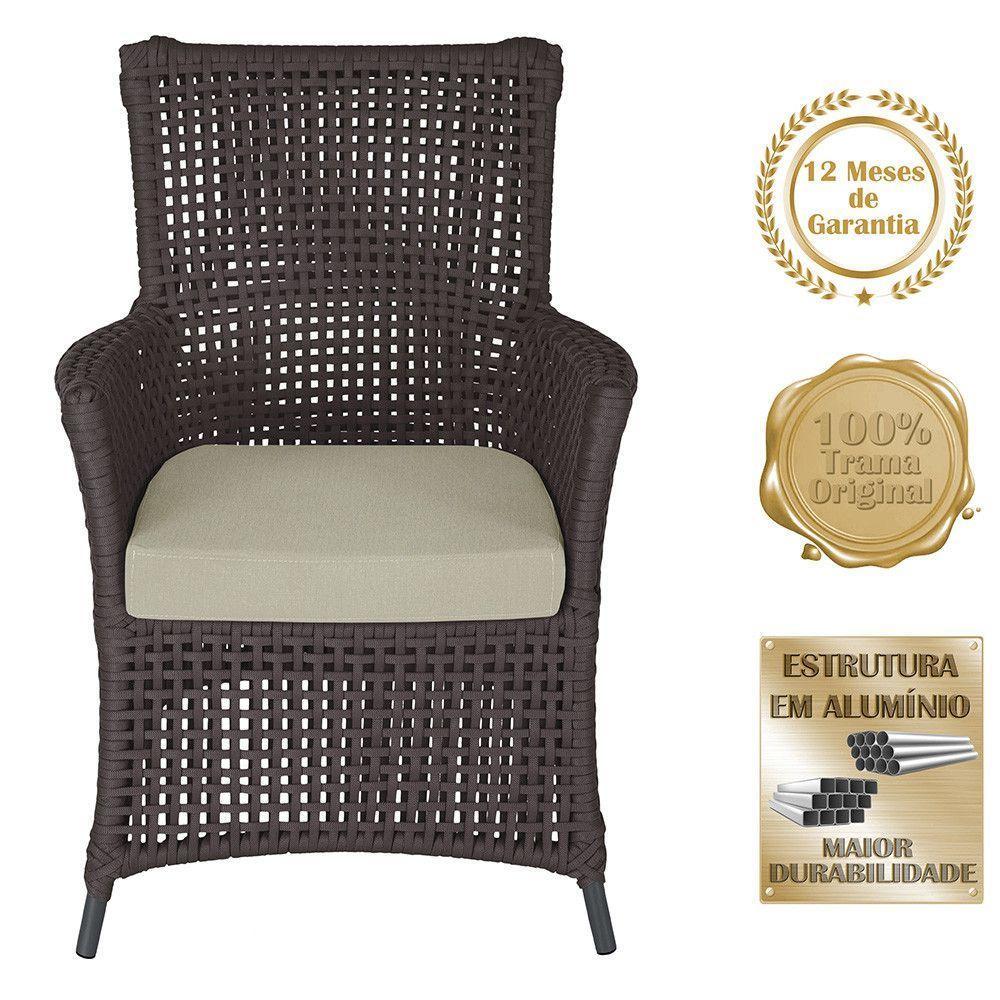 4 Poltronas Igapó Alumínio Pintura Preta Corda Náutica E7 Marrom - 5