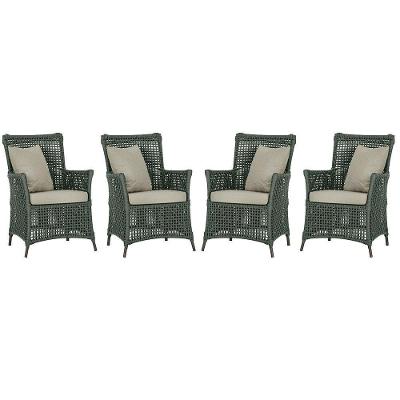 4 Poltronas Igapó Alumínio Pintura Marrom Corda Náutica E7 Verde