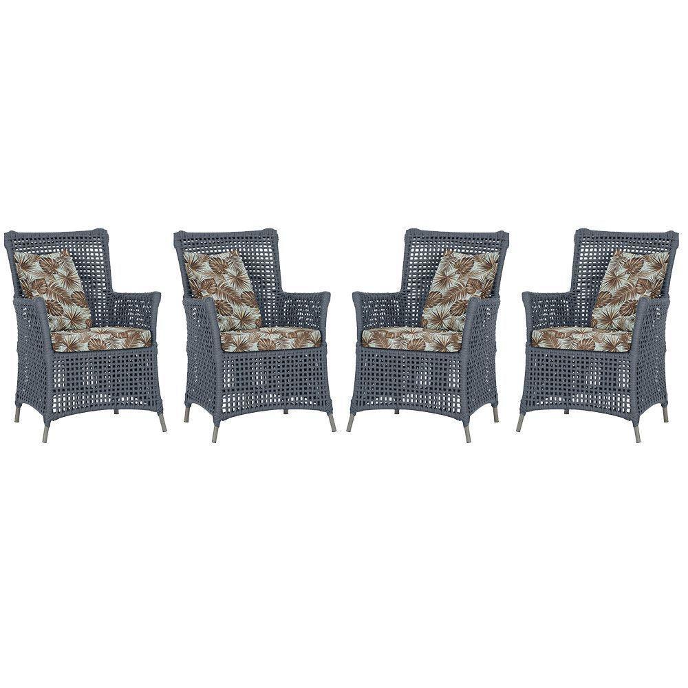 4 Poltronas Igapó Alumínio Pintura Fendi Corda Náutica E6 Prata - 1