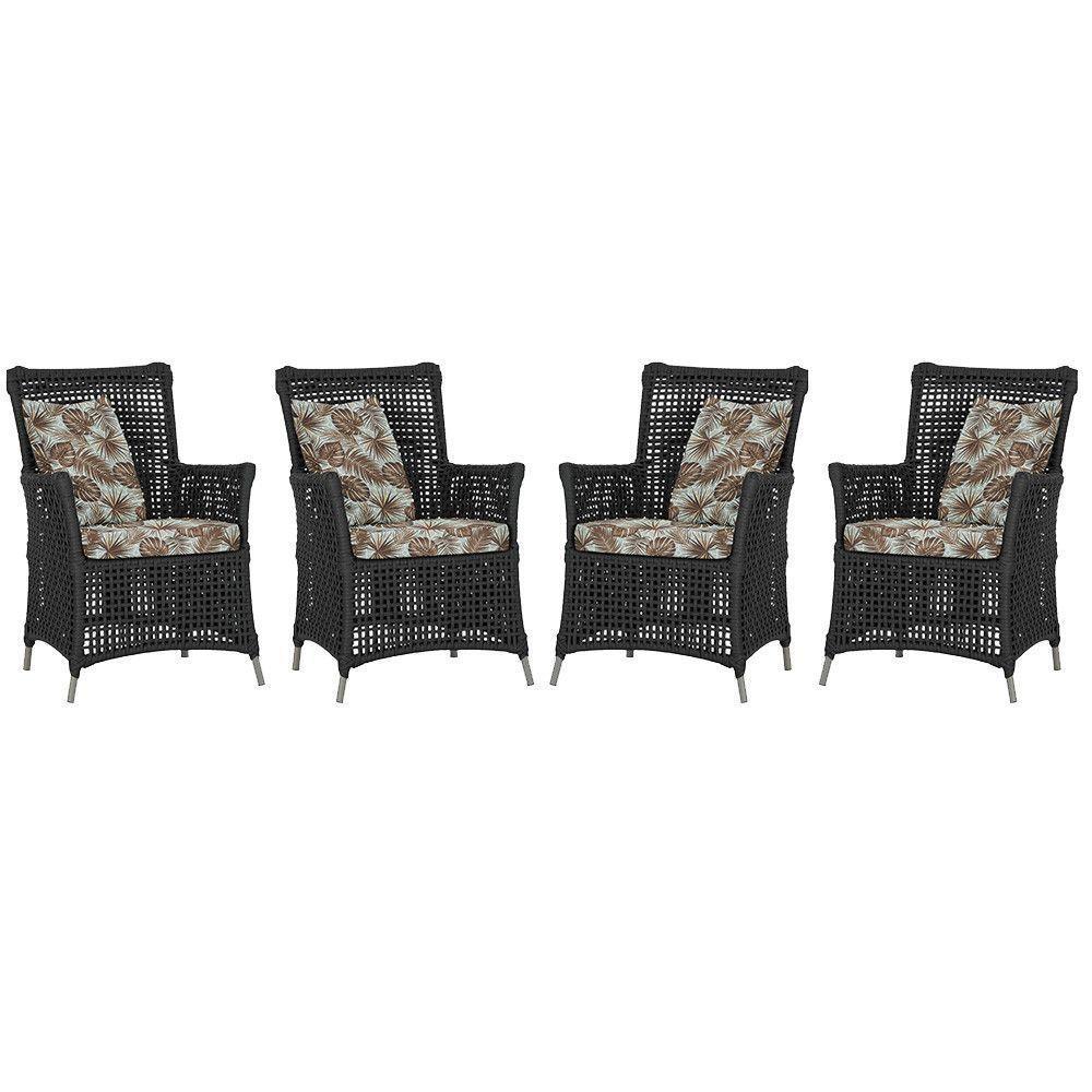 4 Poltronas Igapó Alumínio Pintura Fendi Corda Náutica E6 Preto - 1