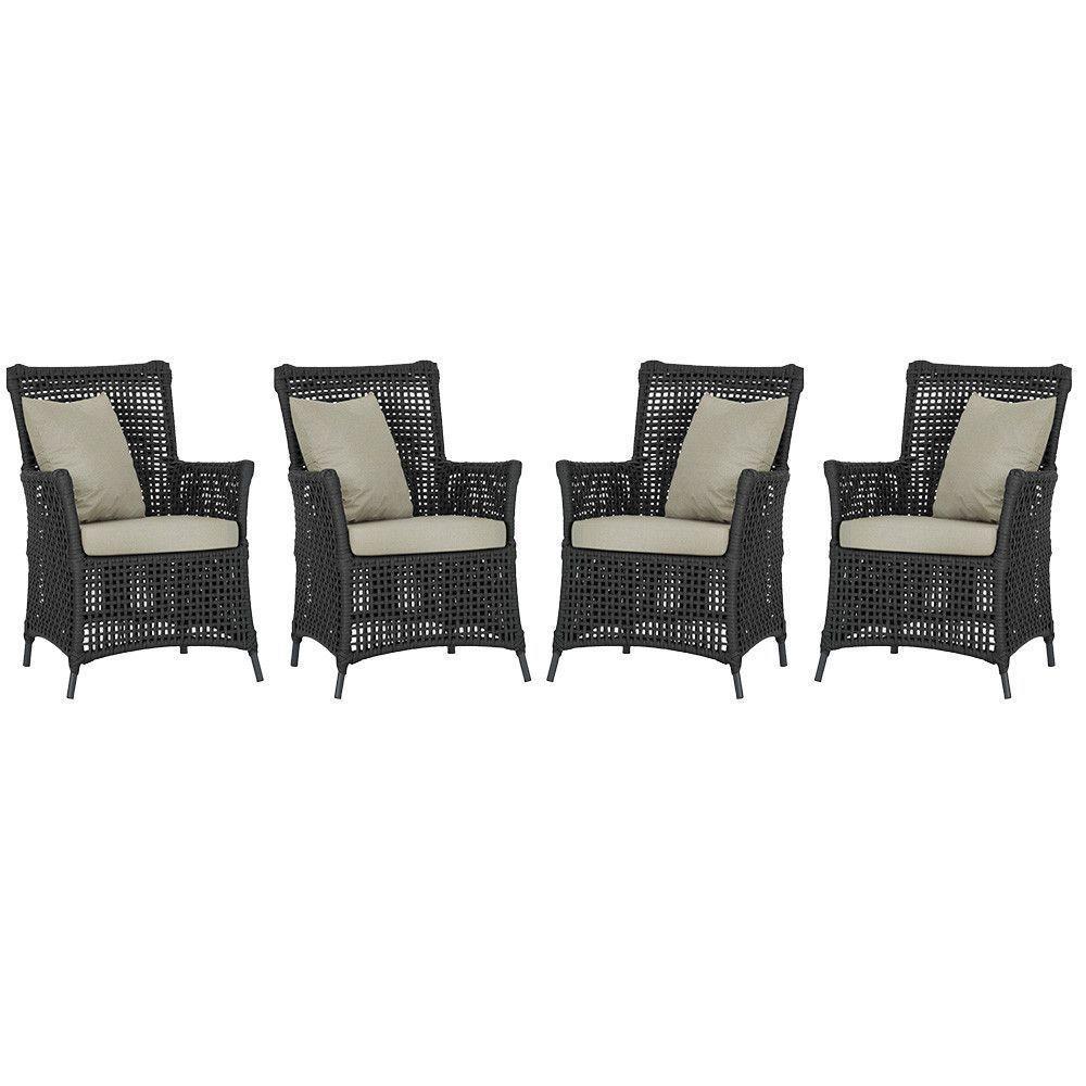 4 Poltronas Igapó Alumínio Pintura Preta Corda Náutica E7 Preto - 1