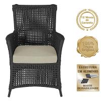 4 Poltronas Igapó Alumínio Pintura Preta Corda Náutica E7 Preto - 5