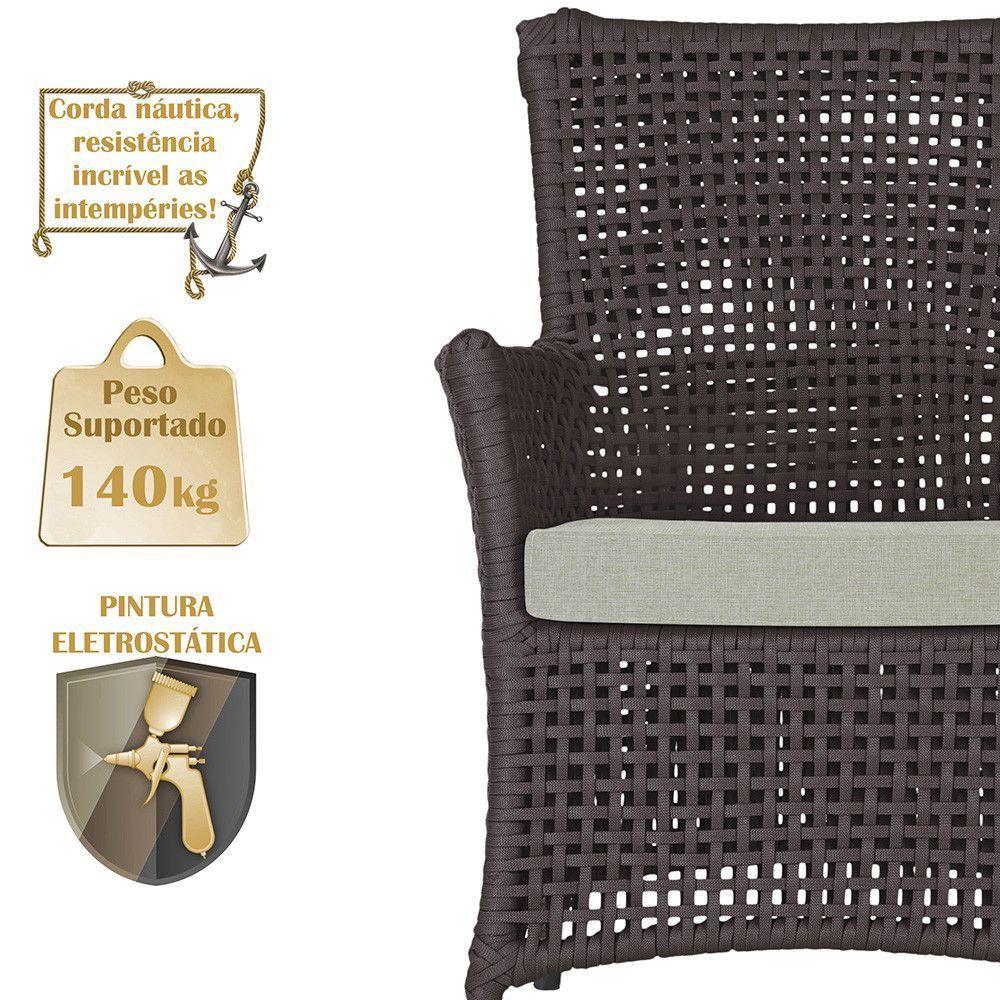 4 Poltronas Igapó Alumínio Pintura Preta Corda Náutica E3 Marrom - 4