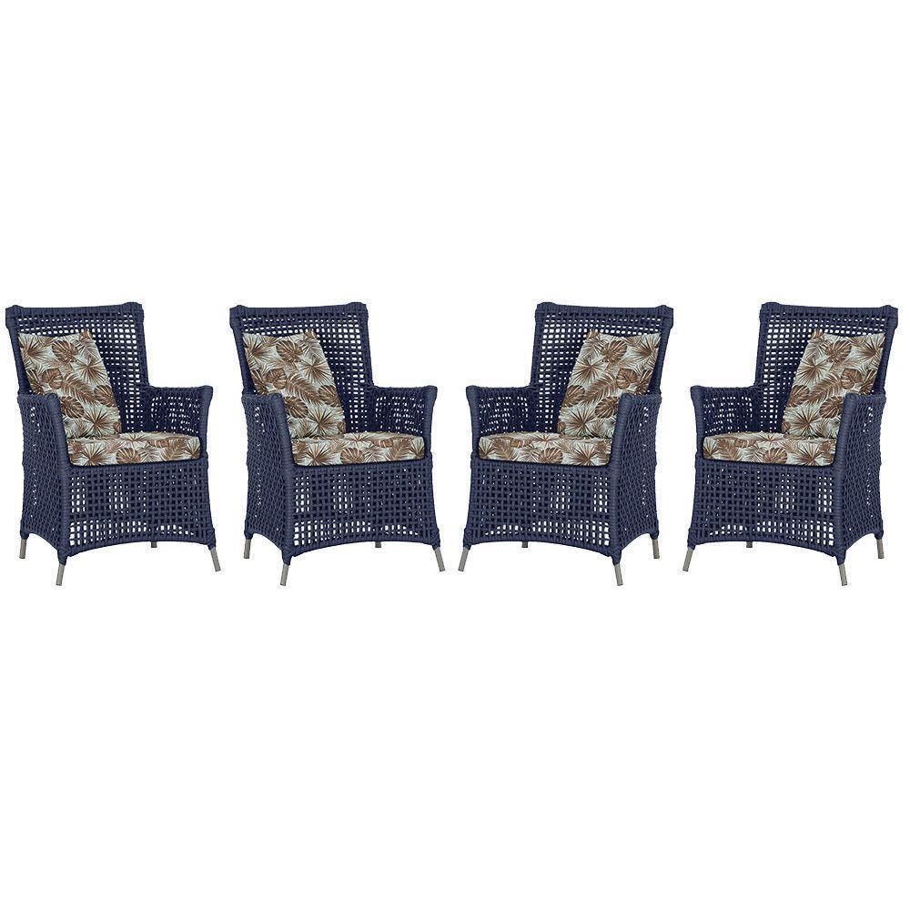 4 Poltronas Igapó Alumínio Pintura Fendi Corda Náutica E6 Azul - 1