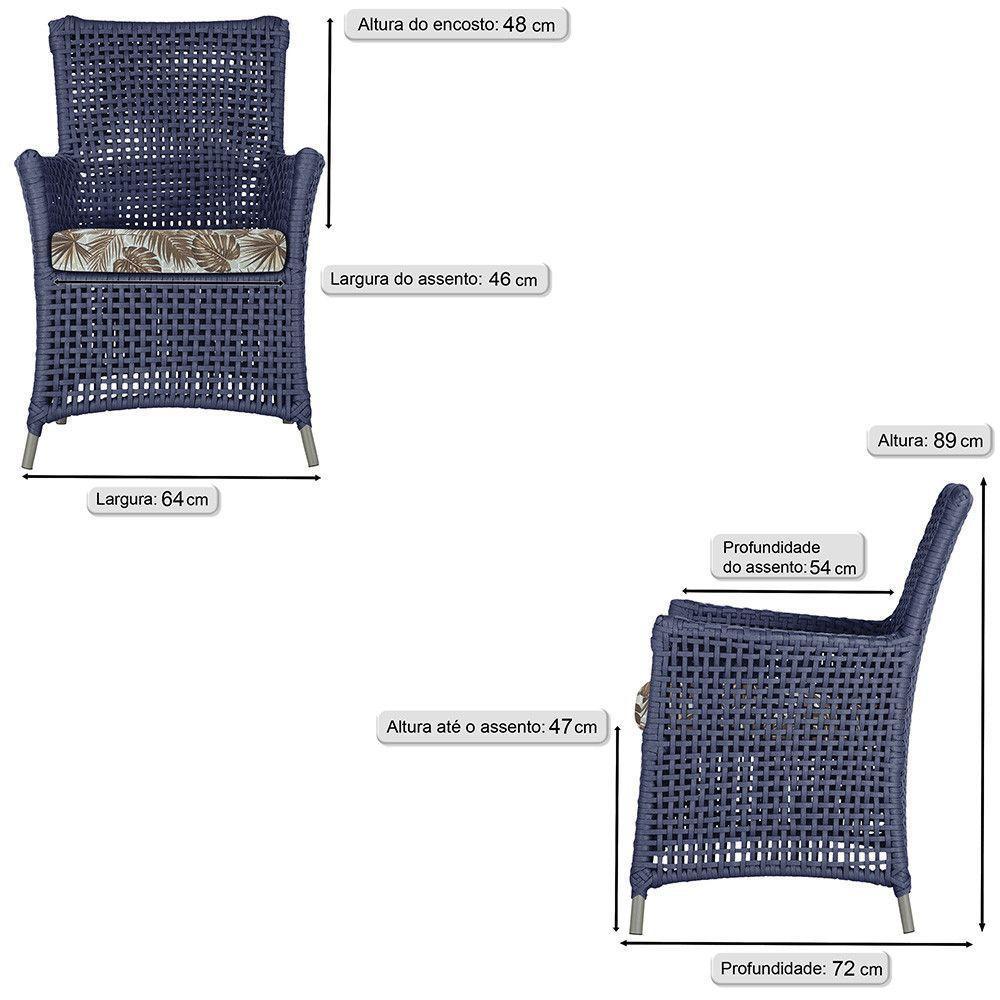 4 Poltronas Igapó Alumínio Pintura Fendi Corda Náutica E6 Azul - 6