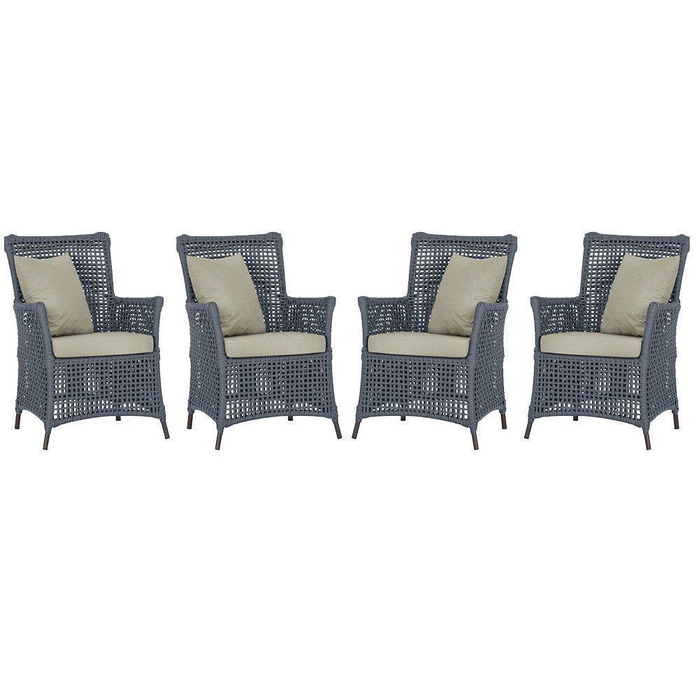 4 Poltronas Igapó Alumínio Pintura Marrom Corda Náutica E7 Prata - 1