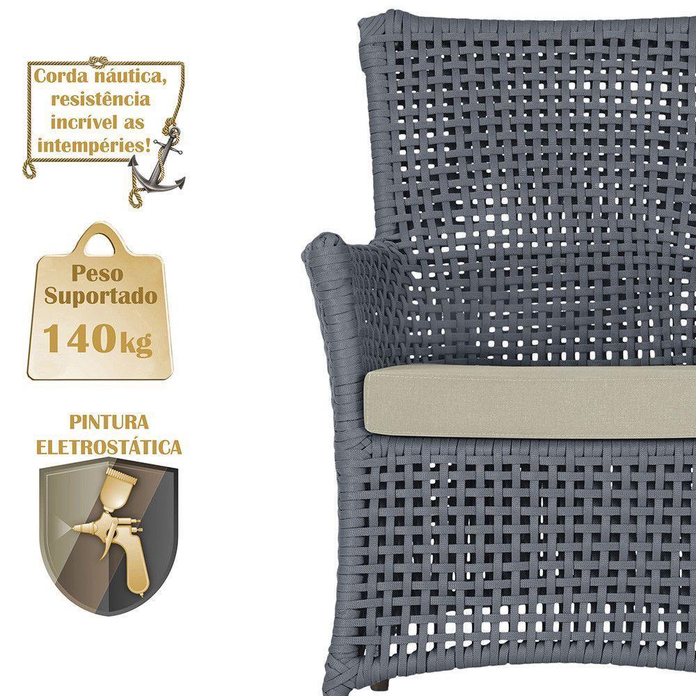 4 Poltronas Igapó Alumínio Pintura Marrom Corda Náutica E7 Prata - 5