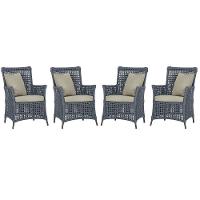 4 Poltronas Igapó Alumínio Pintura Marrom Corda Náutica E7 Prata - 1