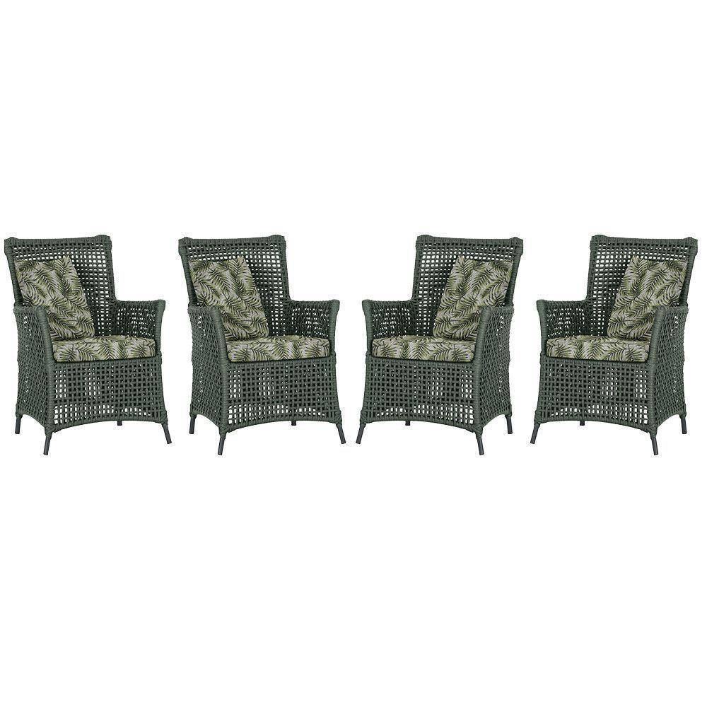 4 Poltronas Igapó Alumínio Pintura Preta Corda Náutica E5 Verde - 1