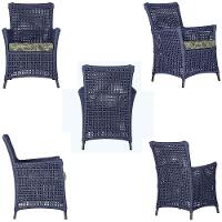 4 Poltronas Igapó Alumínio Pintura Preta Corda Náutica E5 Azul - 3