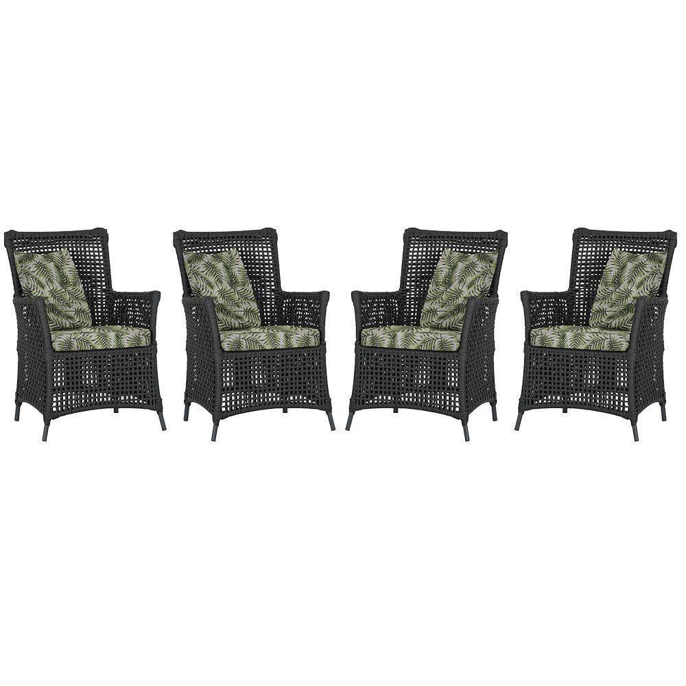 4 Poltronas Igapó Alumínio Pintura Preta Corda Náutica E5 Preto - 1