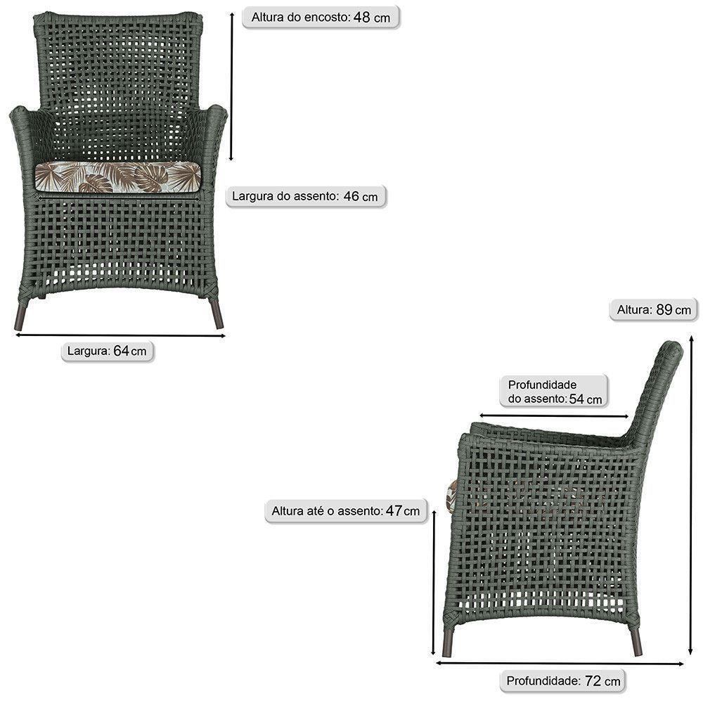 4 Poltronas Igapó Alumínio Pintura Marrom Corda Náutica E6 Verde - 5